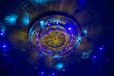 Stage lights. Concert light (Circus illumination). Under the dome of the circusの写真素材