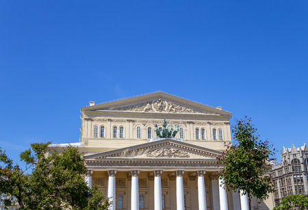 Bolshoi Theatre (Large, Great or Grand Theatre, also spelled Bolshoy) in the afternoon, Moscow, Russiaのeditorial素材