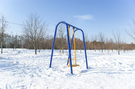 Playground snowy winters, Moscow, Russiaの写真素材