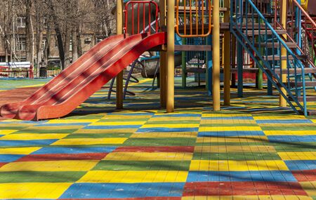 Public playground in a sunny day. Moscow, Russiaの写真素材