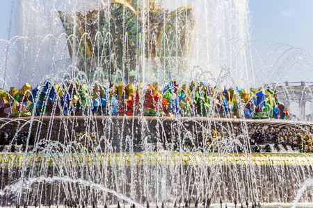 Fountain Stone Flower at VDNKh in Moscow. VDNKh (called also All-Russian Exhibition Center) is a permanent general-purpose trade show in Moscow, Russiaのeditorial素材