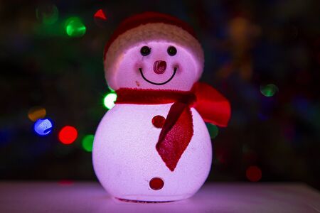 Beautiful christmas decorative toys (closeup)-- glowing snowmanの写真素材