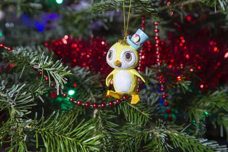 Beautiful christmas tree with decorative chritmas toysの写真素材