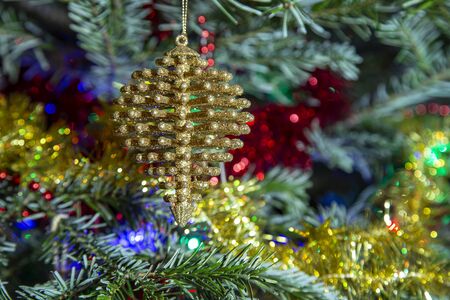 Beautiful christmas tree with decorative chritmas toysの写真素材