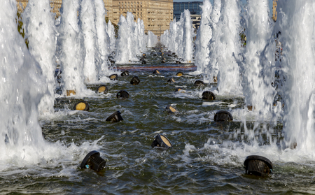 Fountain in the Victory Park on Poklonnaya Hill (Gora), Moscow, Russia. The memorial complex constructed in memory of those who died during the Great Patriotic warのeditorial素材