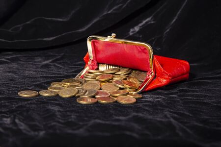 Iron 10 rubles coins over black backgroundの写真素材