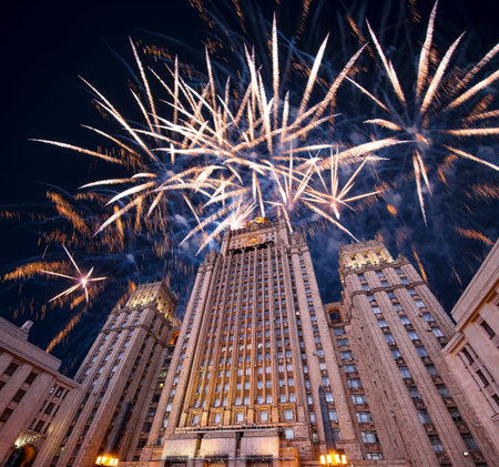Ministry of Foreign Affairs of the Russian Federation and fireworks in honor of Victory Day...