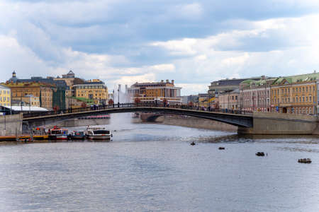 Drainage channel. Bolotnaya Embankment and Kadashevskaya Naberezhnaya (Embankment). Moscow city historic center, popular landmark. Russiaの写真素材