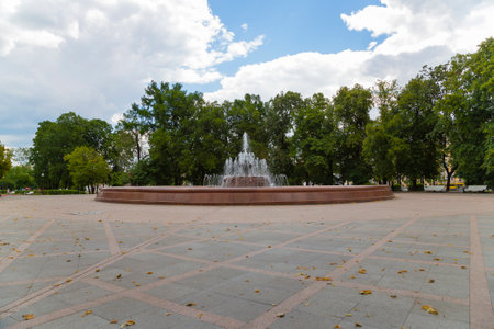 Repinskiy fountain in Bolotnaya square, center of Moscow near the Kremlin, Russiaの写真素材