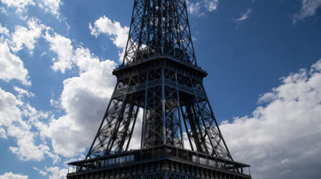 Eiffel Tower (contour) in Paris, France (against the background of a beautiful sky)の写真素材