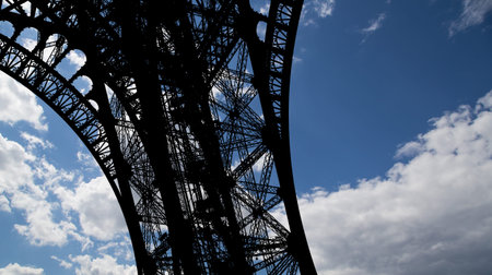 Eiffel Tower (contour) in Paris, France (against the background of a beautiful sky)
