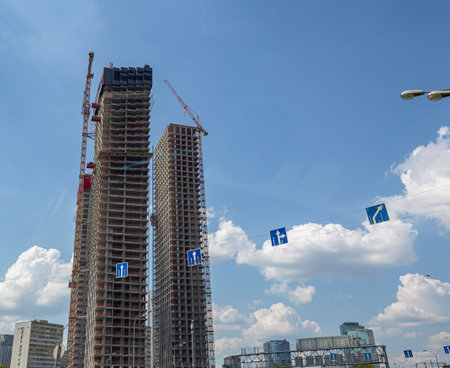 Construction of modern houses in the metropolis (during the construction of high-rise buildings)....