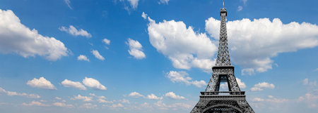 Eiffel Tower against the background of a beautiful sky with clouds. Paris, Franceの写真素材