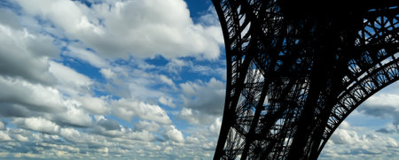 Eiffel Tower against the background of a beautiful sky with clouds. Paris, Franceの写真素材
