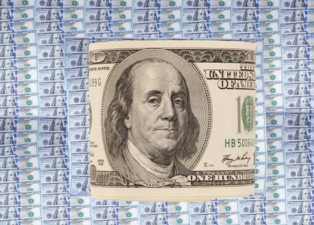 Hundred dollar bills money pile. Finance and business concept