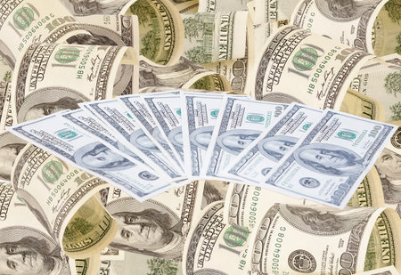Hundred dollar bills money pile. Finance and business conceptの写真素材