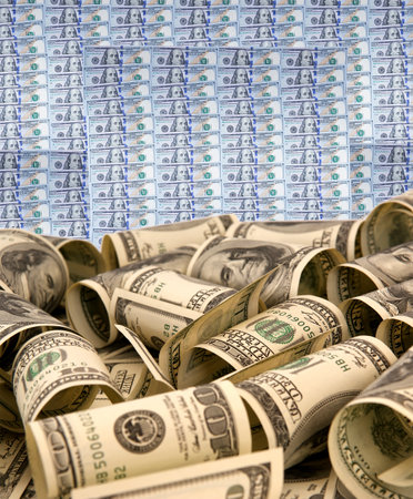 Hundred dollar bills money pile. Finance and business conceptの写真素材