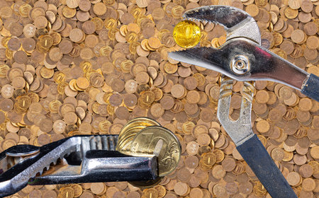 Allegory of the global financial crisis - Iron 10 rubles coin (written ten rubles, the Bank of...