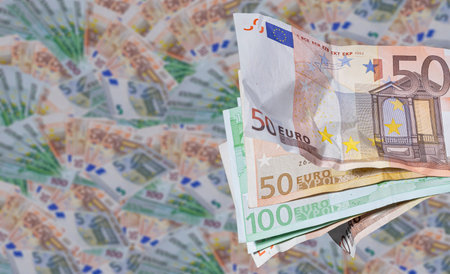 Euro banknotes, close-up. Finance and business concept