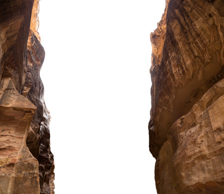 Mountains of Petra ( carved on white background), Jordan, Middle East.の写真素材