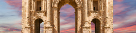 Arch of Hadrian in Gerasa (Jerash)-- was built to honor the visit of emperor Hadrian to Jerash in...