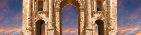 Arch of Hadrian in Gerasa (Jerash)-- was built to honor the visit of emperor Hadrian to Jerash in...