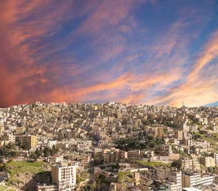 Amman city landmarks-- old roman Citadel Hill, Jordan.の写真素材