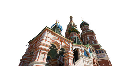 Temple of Basil the Blessed, Red Square, Moscow, Russia. Carved on white.