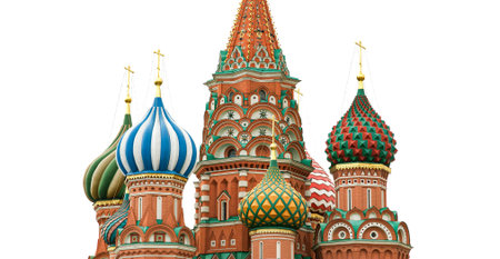 Temple of Basil the Blessed, Red Square, Moscow, Russia. Carved on white.