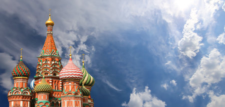 Temple of Basil the Blessed, Red Square, Moscow, Russia. Against the clouds.の写真素材