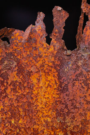 Rough rusty surface. Rust and corrosion destruction sheet metal close-up. Natural backgroundの写真素材