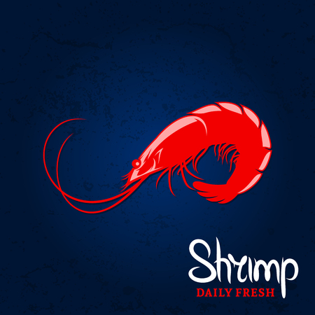 Daily fresh shrimp poster template on blue grunge backgroundのイラスト素材