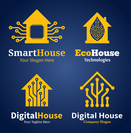 Set of smart house logo. Digital smart house and ecological house badges, icons and design elements. House label design. のイラスト素材
