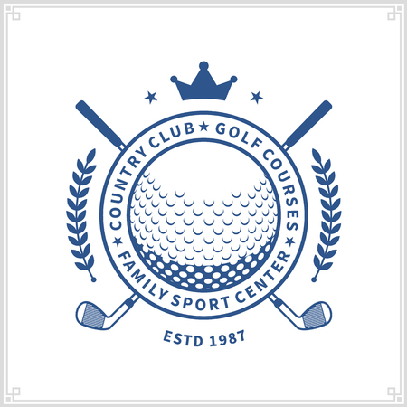 Vector blue golf club logo on white background for golf tournaments, organizations and country clubsのイラスト素材