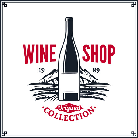 Red and black wine vector icon for wine shop, restaurant menu, winery branding and identity.のイラスト素材