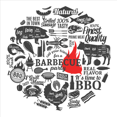 Illustration of a barbecue party invitation.のイラスト素材