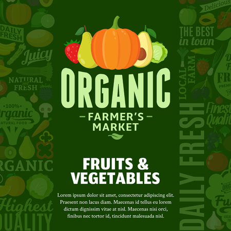 Fresh fruits and vegetables illustration backgroundのイラスト素材