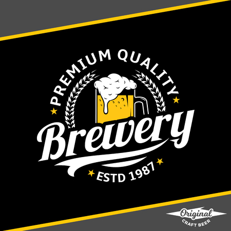 Vintage brewery design on black backgroundのイラスト素材