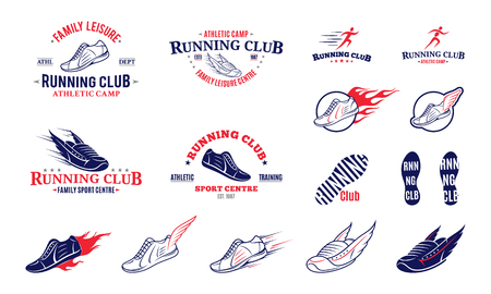 Running club logo, icons and design elements.のイラスト素材