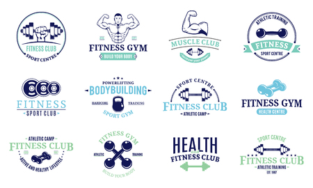 Sport and fitness logo, athletic labels and badges.のイラスト素材