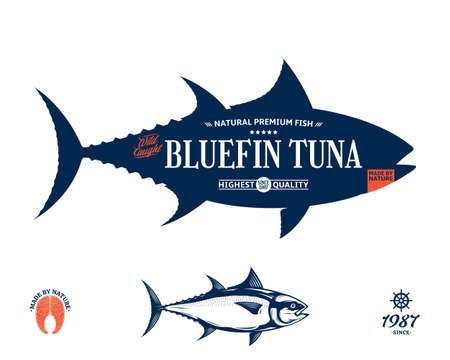 Vector bluefin tuna label isolated on a white backgroundのイラスト素材