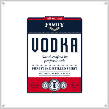 Vector vodka label isolated on a white background. Distilling business branding and identity design elementsのイラスト素材