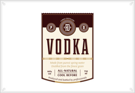 Vector vodka label template isolated on a white background. Distilling business branding and identity design elementsのイラスト素材