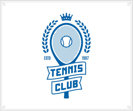 Vector tennis club on white background. Tennis design. Sport label with sample textのイラスト素材
