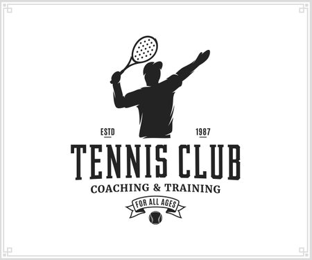 Vector tennis club logo on white background. Tennis club emblem designのイラスト素材