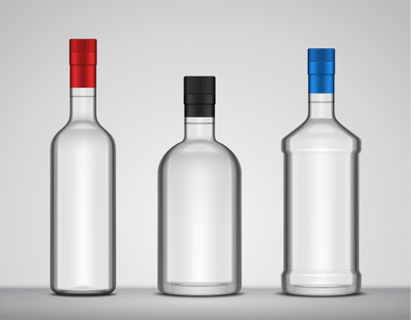 Vector alcoholic drink glass bottle mockupsのイラスト素材