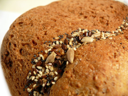 Closeup of the crust of a wholemeal bread