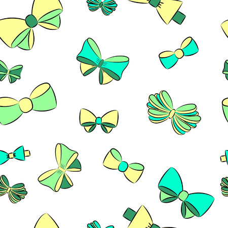 seamless pattern with contour gift bow, ribbonのイラスト素材