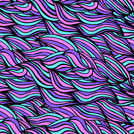 abstract hand-drawn pattern with waves and cloudsのイラスト素材