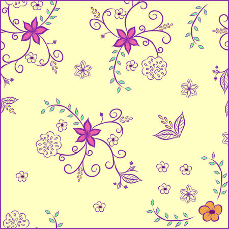 floral pattern on a yellow backgroundのイラスト素材